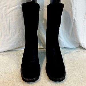 Aquatalia by Marvin K Women's Tall Weatherproof Black Suede Mid Calf Boots sz 10